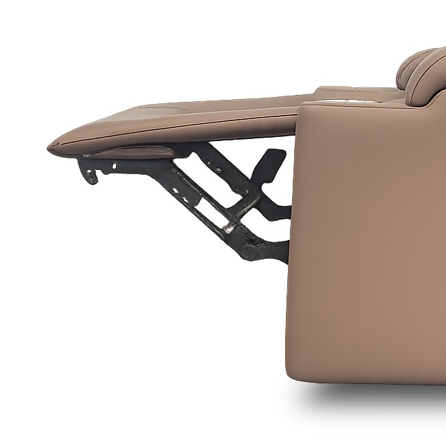 Fauteuil à inclinaison électrique Rylen de 35.4 po en similicuir avec appuie-tête électrique et accoudoirs de rangement - brun 