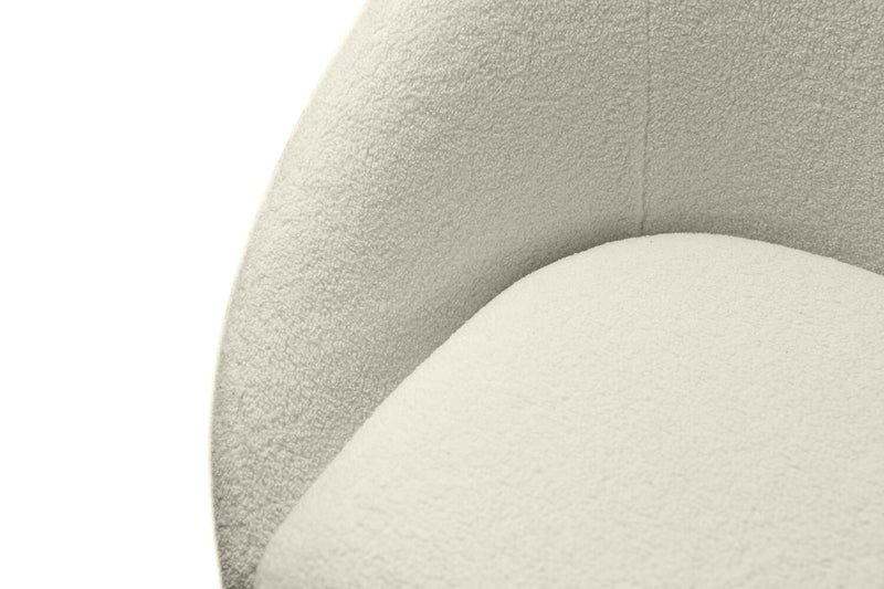 Fauteuil d’appoint courbé Lola de 28,7 po en tissu de chenille bouclé avec coussin de siège amovible - blanc
