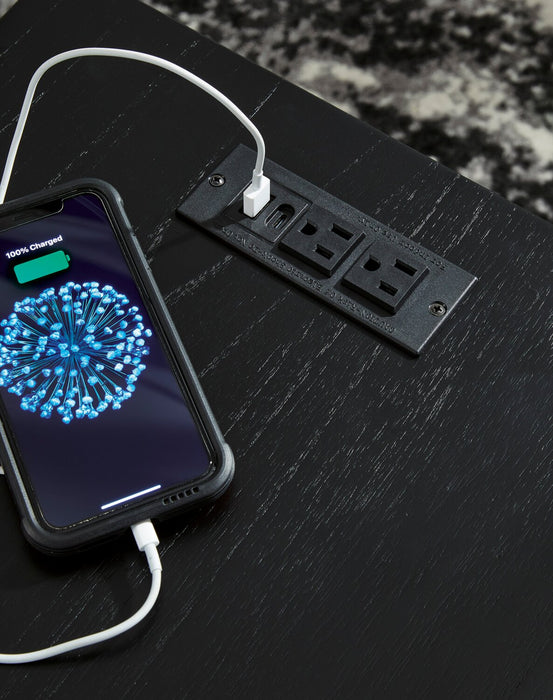 Table de fauteuil contemporaine Julian de 16 po avec ports USB - noire