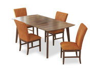 Ensemble de salle à manger Rain 5 pièces avec table de 72 po (L) et 4 chaises oranges - orange et brun