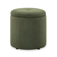  Pouf de rangement rond Saskatoon de 17 po en velours côtelé - vert