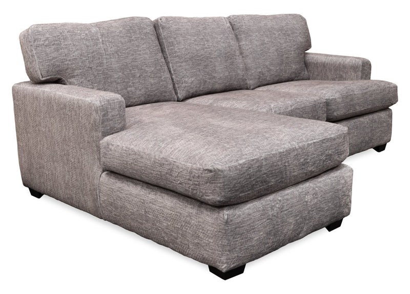 Sofa sectionnel de gauche Luxe 3 pièces fabriqué au Canada en tissu avec coussins amovibles - gris colombe Zaftig