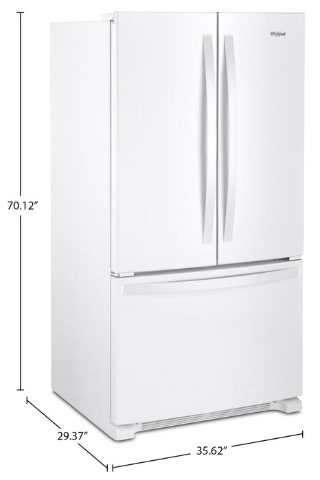 Réfrigérateur Whirlpool de 20 pi3 et de 36 po de profondeur comptoir à portes françaises - blanc - WRFC2036RW
