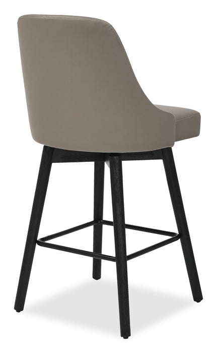 Tabouret Nash de hauteur comptoir en tissu de cuir végétalien et en métal avec siège pivotant - taupe