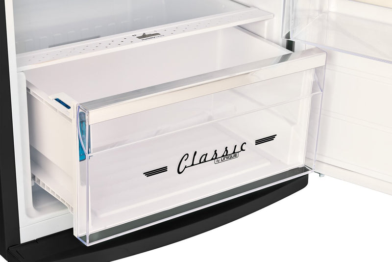 Réfrigérateur Classic Rétro d’Unique de 24 po et de 11 pi3 à congélateur supérieur - noir minuit - UNQ-310L B TM