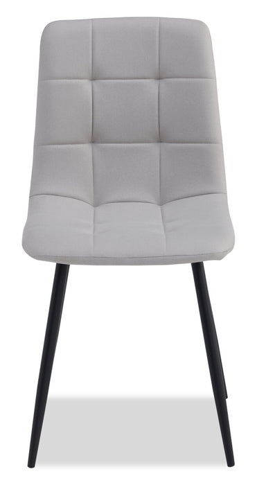 Chaise de salle à manger Arlo en métal avec siège et dossier coussinés capitonnés en tissu - grise
