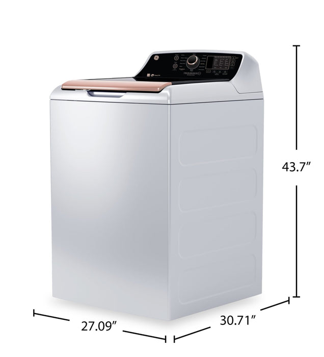 Laveuse à chargement par le haut de 5,3 pi3 et sécheuse électrique de 7,4 pi3 de GE - blanches et or rose 