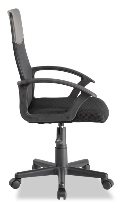 Chaise de bureau Pixel de 22 po en tissu à mailles avec soutien lombaire - noire