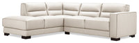  Sofa sectionnel de gauche Citadel 2 pièces en cuir véritable de qualité supérieure avec pattes en bois - blanc givré