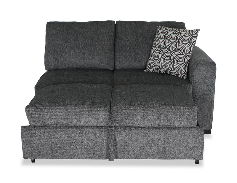 Sofa-lit sectionnel enveloppant de gauche Legend 2 pièces fabriqué au Canada en tissu de chenille - gris poivre