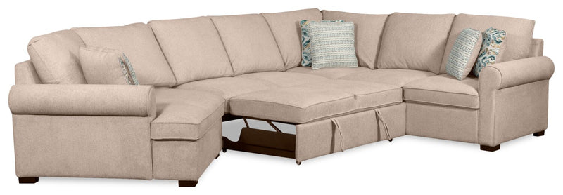 Sofa-lit sectionnel enveloppant de gauche Haven de Scott Living 3 pièces en tissu de chenille - taupe 