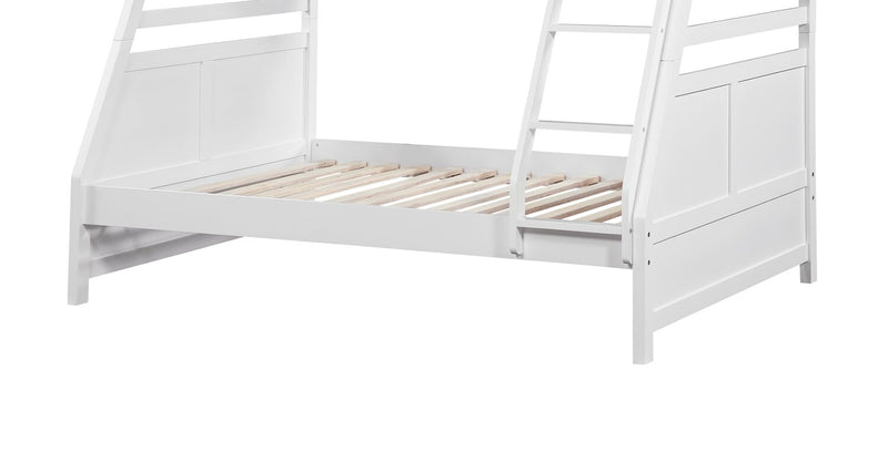 Lits superposés Quinn pour enfants avec échelle et garde-corps, blancs - simple et double