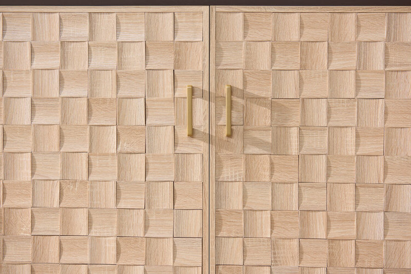 Armoire décorative Alenna de 60 po à 3 portes - noire avec portes blanc vieilli