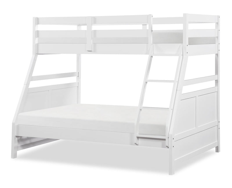 Lits superposés Quinn pour enfants avec échelle et garde-corps, blancs - simple et double