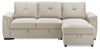 Sofa-lit sectionnel réversible Eden 2 pièces en tissu avec fauteuil long de rangement et coussins de dossier amovibles - taupe