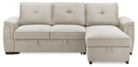  Sofa-lit sectionnel réversible Eden 2 pièces en tissu avec fauteuil long de rangement et coussins de dossier amovibles - taupe