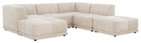  Sofa sectionnel modulaire Oaklyn Kort & Co. 6 pièces en tissu avec poufs et coussins de siège capitonnés - beige