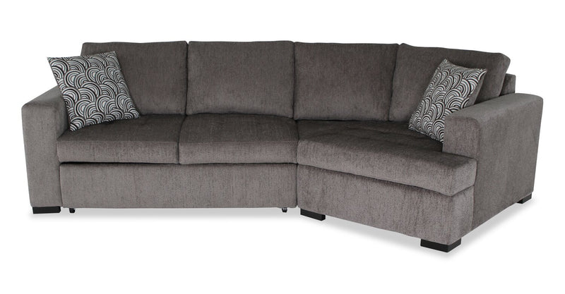 Sofa-lit sectionnel enveloppant de droite Legend 2 pièces fabriqué au Canada en tissu de chenille - brun étain