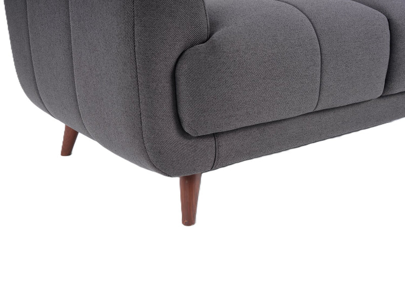 Causeuse Brook de 84 po en tissu avec coussins capitonnés - anthracite