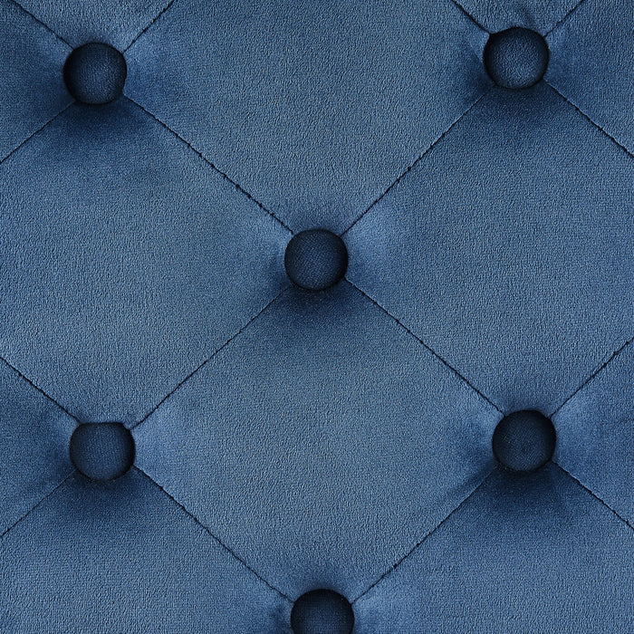 Pouf de rangement carré Yukon de 17 po en velours - bleu marine