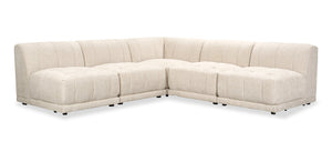 Sofa sectionnel modulaire sans accoudoirs Oaklyn de Kort & Co. 5 pièces en tissu avec coussins de siège capitonnés - beige
