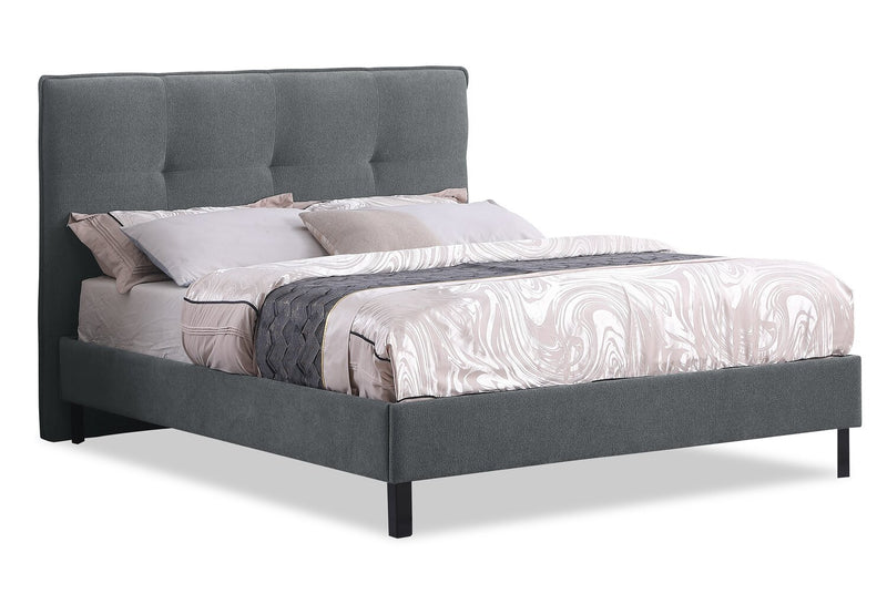 Tête de lit rembourrée Amos en tissu anthracite capitonné - format grand lit
