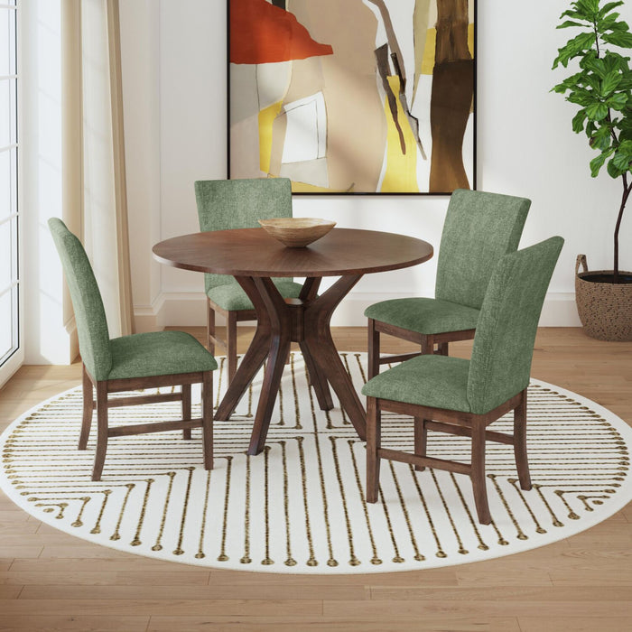 Chaise de salle à manger Rain avec siège et dossier rembourrés en tissu - verte