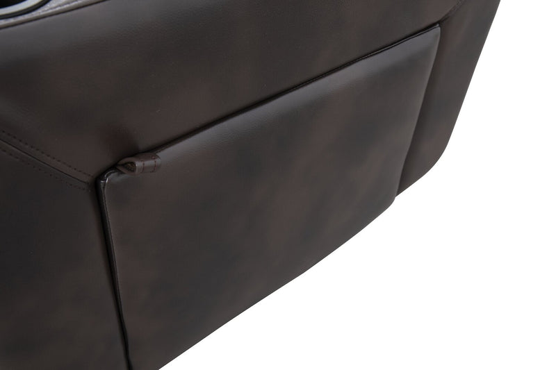 Fauteuil à inclinaison électrique Scott Living Escape de 39 po avec appuie-tête électrique et son ambiophonique - tissu d’apparence cuir brun foncé