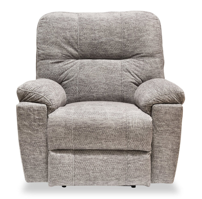Fauteuil à inclinaison électrique Fynn 40 po fabriqué au Canada, en tissu de chenille avec port USB - gris tourterelle