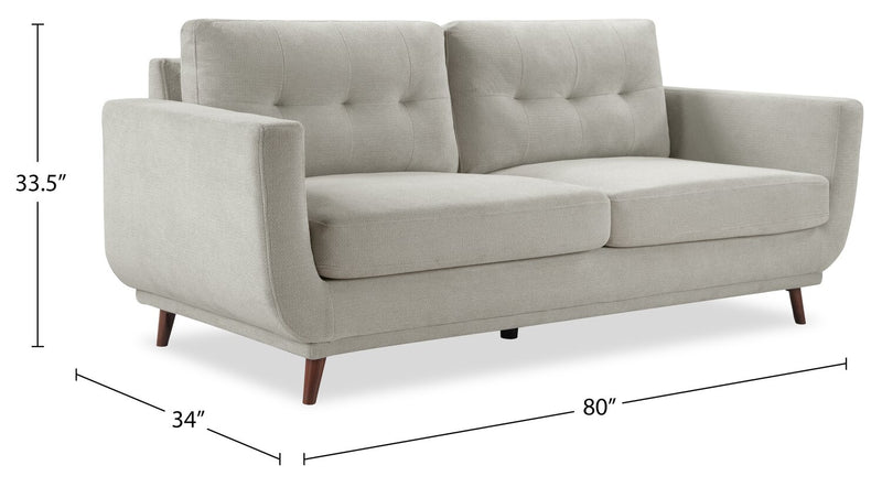 Sofa Cosmo de 80 po en tissu avec coussins de dossier capitonnés - gris