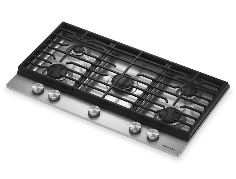 Surface de cuisson à gaz sur métal KitchenAid de 36 po avec grilles en fonte - acier inoxydable - KCGK336SSS