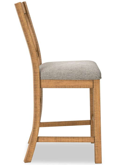 Chaise de salle à manger Archer de hauteur comptoir avec siège en tissu et dossier entrecroisé - brun clair