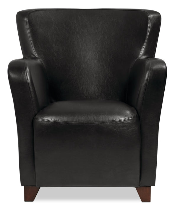 Fauteuil d’appoint Zello de 29,92 po en similicuir avec pattes en bois - noir
