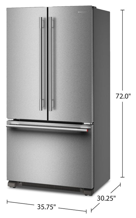 Réfrigérateur KitchenAid de 22 pi³ à portes françaises - acier inoxydable PrintShieldMC - KRFC136TPS