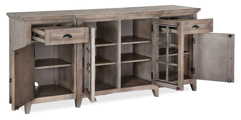 Meuble pour téléviseur traditionnel Wesley de 70 po avec rangement et système de gestion des câbles pour téléviseurs jusqu’à 75 po - gris tourterelle