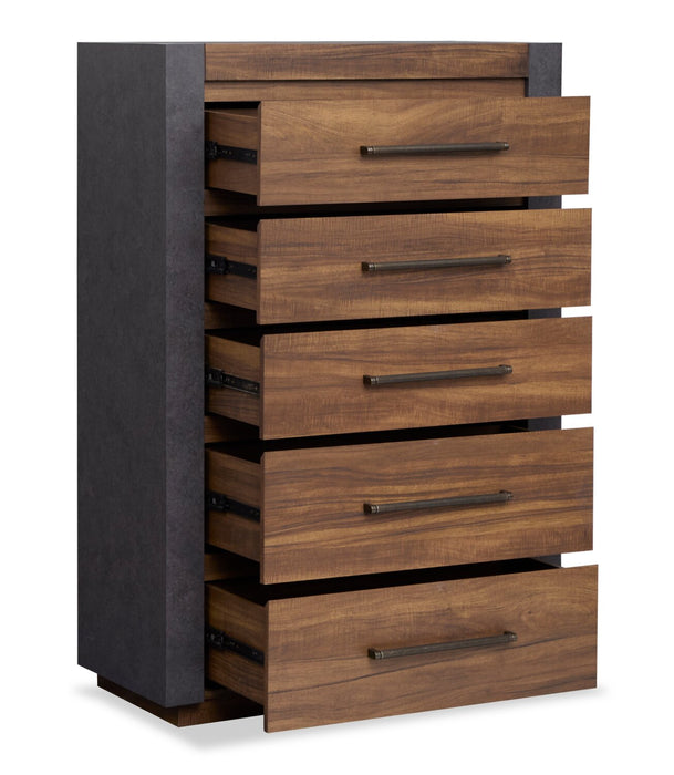 Commode verticale Dante de Scott Living de 36 po (L) x 52,4 po (H) à 5 tiroirs pour la chambre à coucher - brune