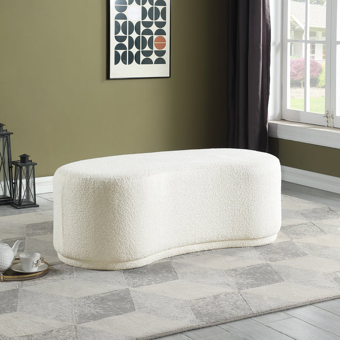 Banc arrondi Maren de 47,25 po en tissu - crème