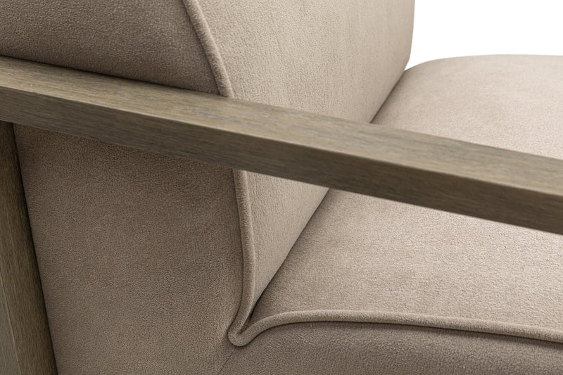 Fauteuil d’appoint pivotant Modell de 29,5 po en velours avec accoudoirs en bois - beige