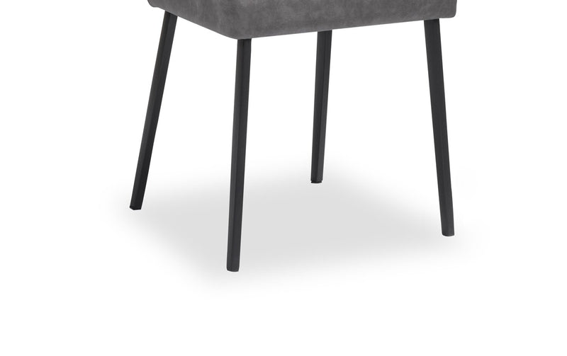 Chaise de salle à manger Ezra en cuir végétalien et en métal - grise