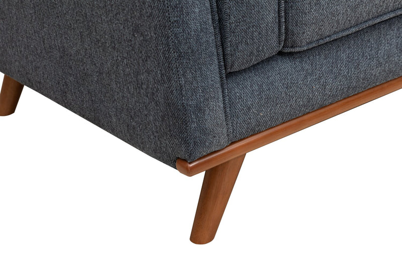 Sofa sectionnel Kassia de Kort & Co. 2 pièces en tissu d’apparence lin avec base et pattes en bois - bleu