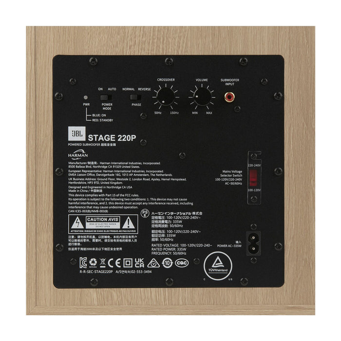 Caisson d’extrêmes graves amplifié de 500 W JBL Stage 220P de 12 po – blanc (JBL220PWHTAM)