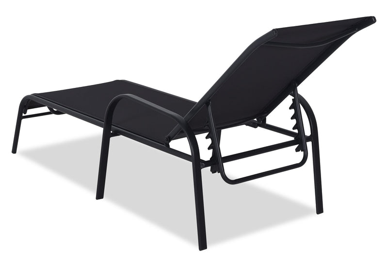 Chaise longue Tuscany pour la terrasse à l’extérieur avec dossier réglable - métal, résistante aux rayons UV et aux intempéries - grise et noire