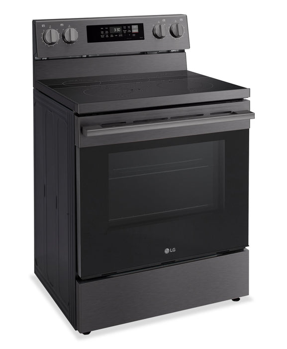 Cuisinière intelligente électrique LG de 6,3 pi³ avec friture à air - acier inoxydable noir - LREN6323ZE