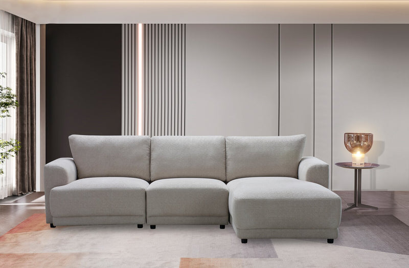 Sofa sectionnel modulaire de droite Voyage 3 pièces en tissu avec coussins de dossier amovibles - beige