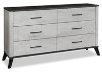 Commode de chambre à coucher Blake de 60 po (L) x 32 po (H) à 6 tiroirs - grise et noire