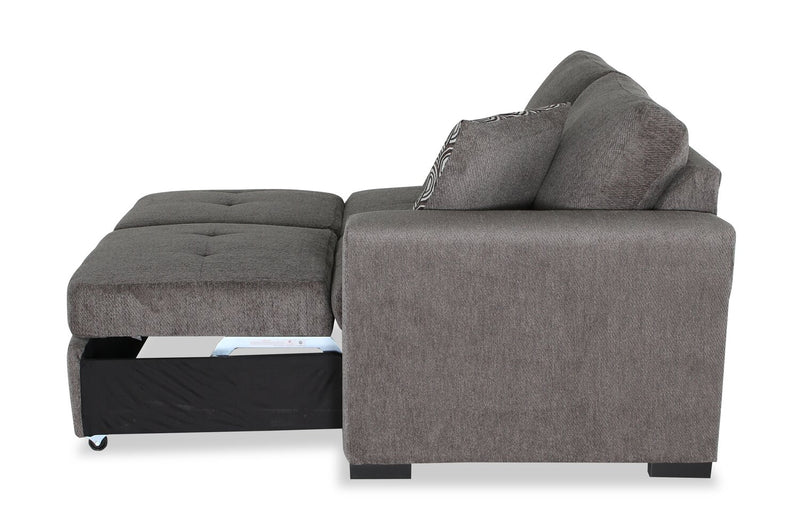 Sofa-lit sectionnel enveloppant de gauche Legend 2 pièces fabriqué au Canada en tissu de chenille - brun étain