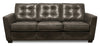Sofa Clark de 85 po en cuir véritable avec capitonnage à boutons - anthracite 