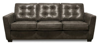  Sofa Clark de 85 po en cuir véritable avec capitonnage à boutons - anthracite