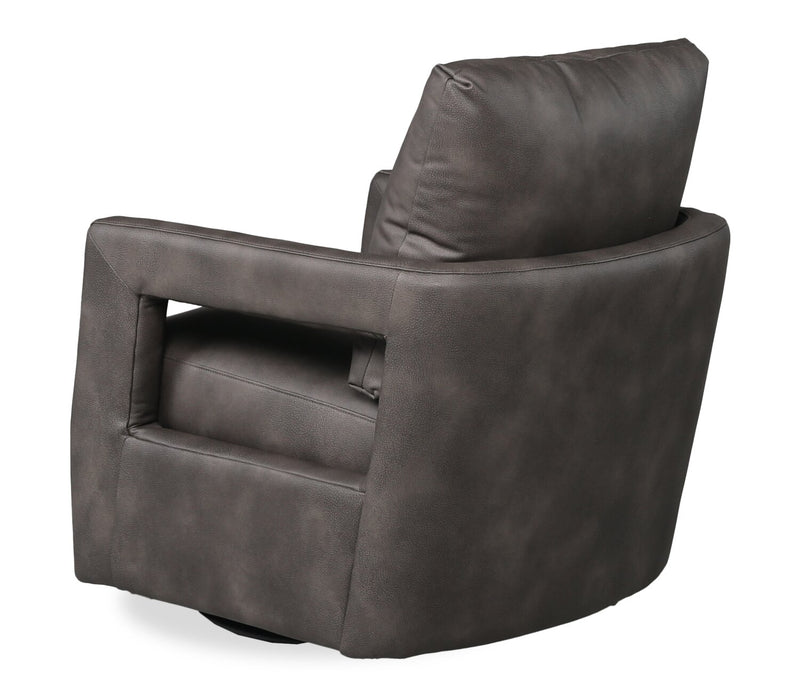 Fauteuil d’appoint pivotant Ever de 28 po en tissu d’apparence cuir - brun foncé 