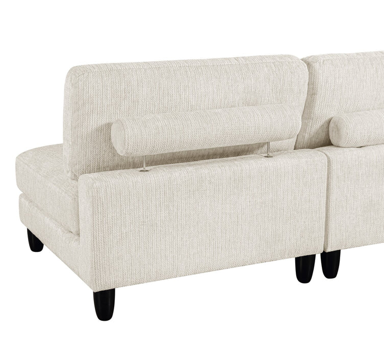 Sofa sectionnel modulaire Lounge 4 pièces en chenille avec pouf - beige 